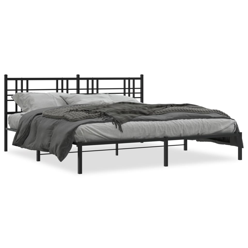 Vidaxl bedframe met hoofdbord metaal zwart 193x203 cm