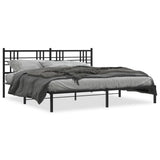Vidaxl bedframe met hoofdbord metaal zwart 193x203 cm