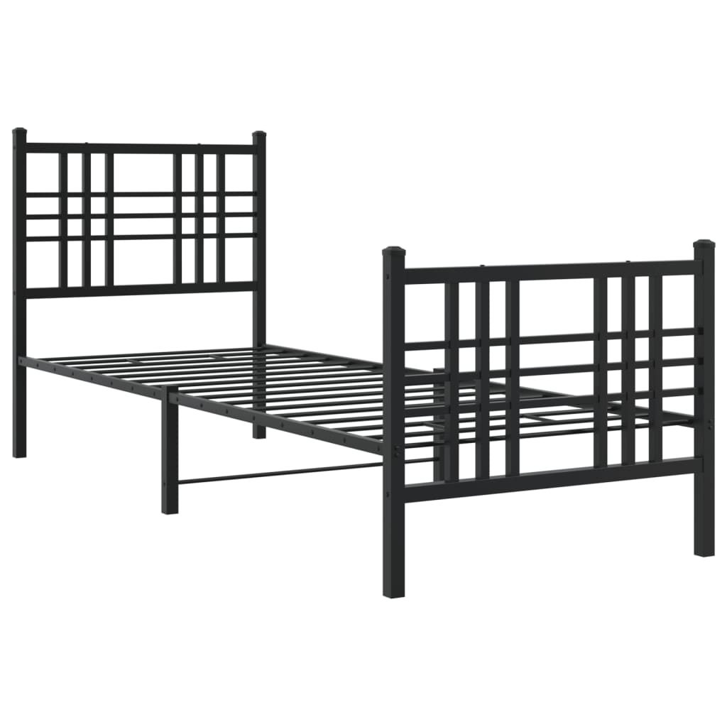 Vidaxl bedframe met hoofd- en voeteneinde metaal zwart 75x190 cm