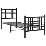 Vidaxl bedframe met hoofd- en voeteneinde metaal zwart 75x190 cm