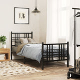 Vidaxl bedframe met hoofd- en voeteneinde metaal zwart 75x190 cm
