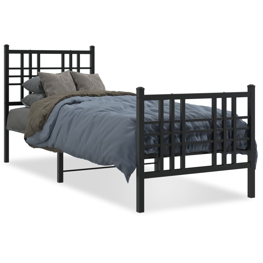 Vidaxl bedframe met hoofd- en voeteneinde metaal zwart 80x200 cm