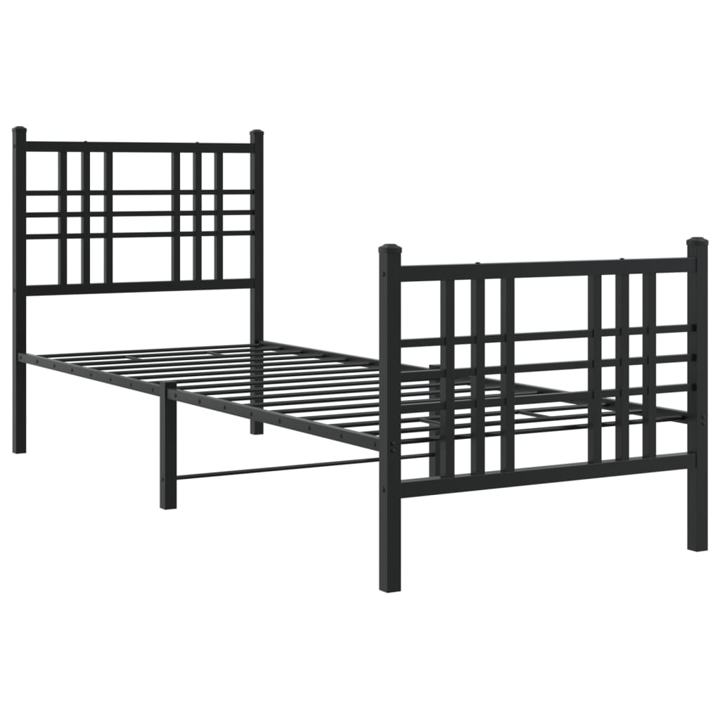 Vidaxl bedframe met hoofd- en voeteneinde metaal zwart 80x200 cm