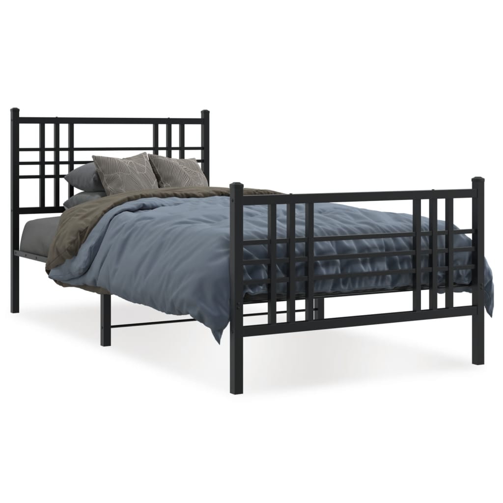 Vidaxl bedframe met hoofd- en voeteneinde metaal zwart 90x190 cm