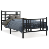 Vidaxl bedframe met hoofd- en voeteneinde metaal zwart 90x190 cm