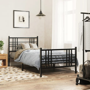 Vidaxl bedframe met hoofd- en voeteneinde metaal zwart 90x190 cm