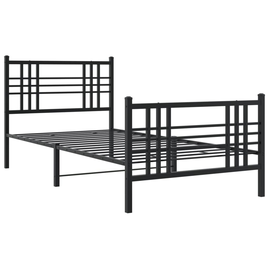 Vidaxl bedframe met hoofd- en voeteneinde metaal zwart 100x190 cm
