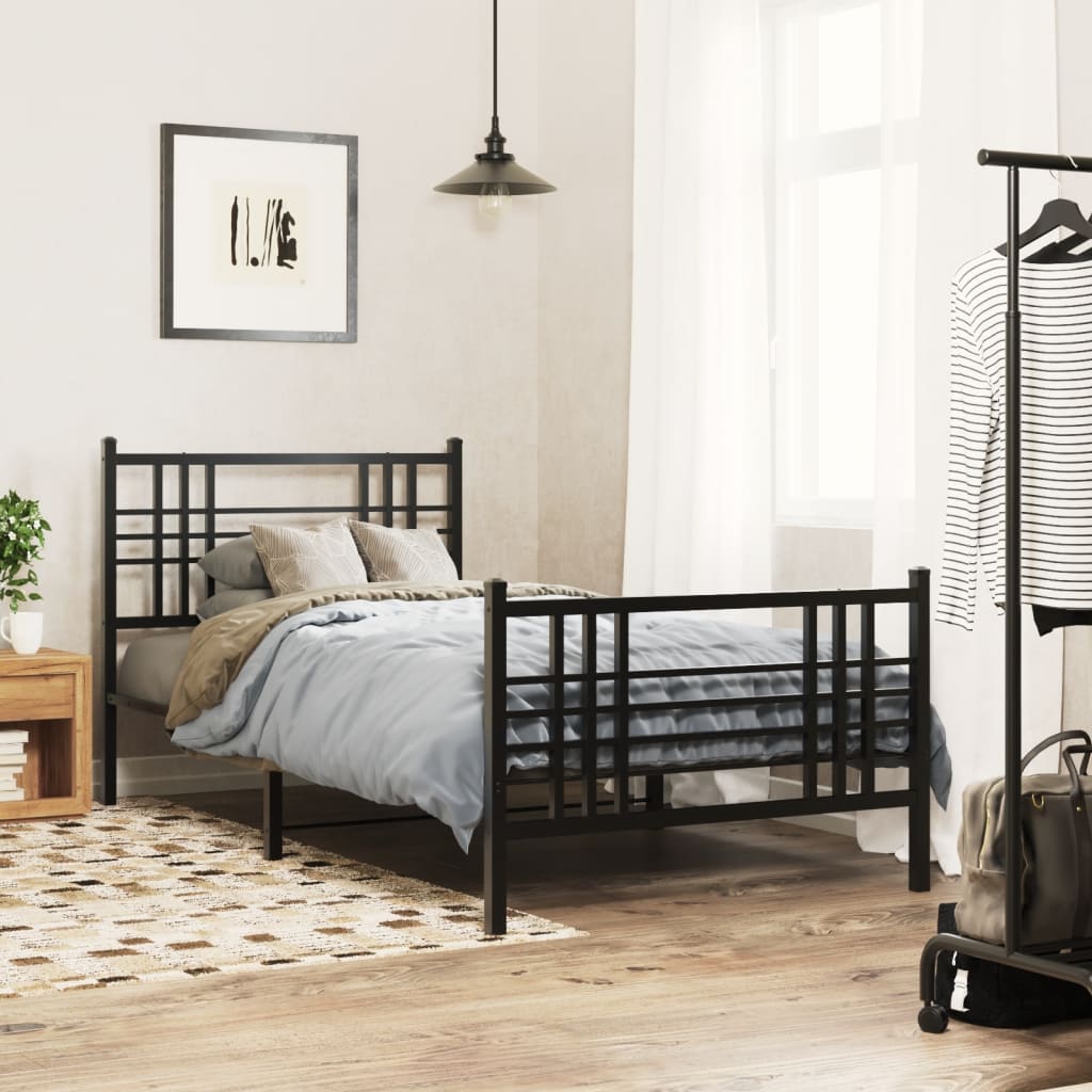Vidaxl bedframe met hoofd- en voeteneinde metaal zwart 100x200 cm
