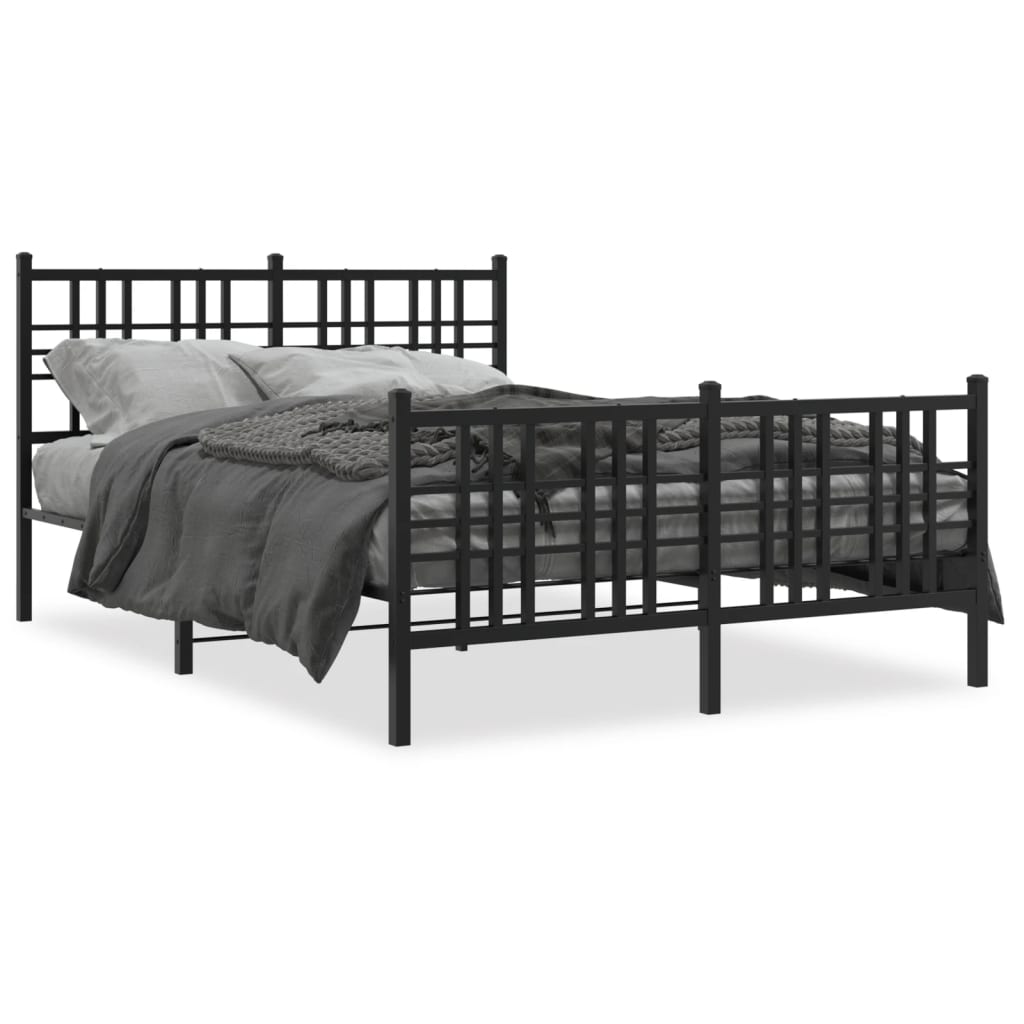 Vidaxl bedframe met hoofd- en voeteneinde metaal zwart 120x190 cm