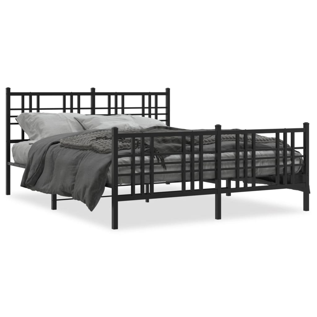 Vidaxl bedframe met hoofd- en voeteneinde metaal zwart 150x200 cm