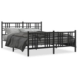 Vidaxl bedframe met hoofd- en voeteneinde metaal zwart 150x200 cm