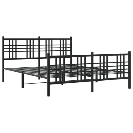 Vidaxl bedframe met hoofd- en voeteneinde metaal zwart 150x200 cm