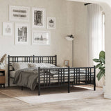 Vidaxl bedframe met hoofd- en voeteneinde metaal zwart 150x200 cm