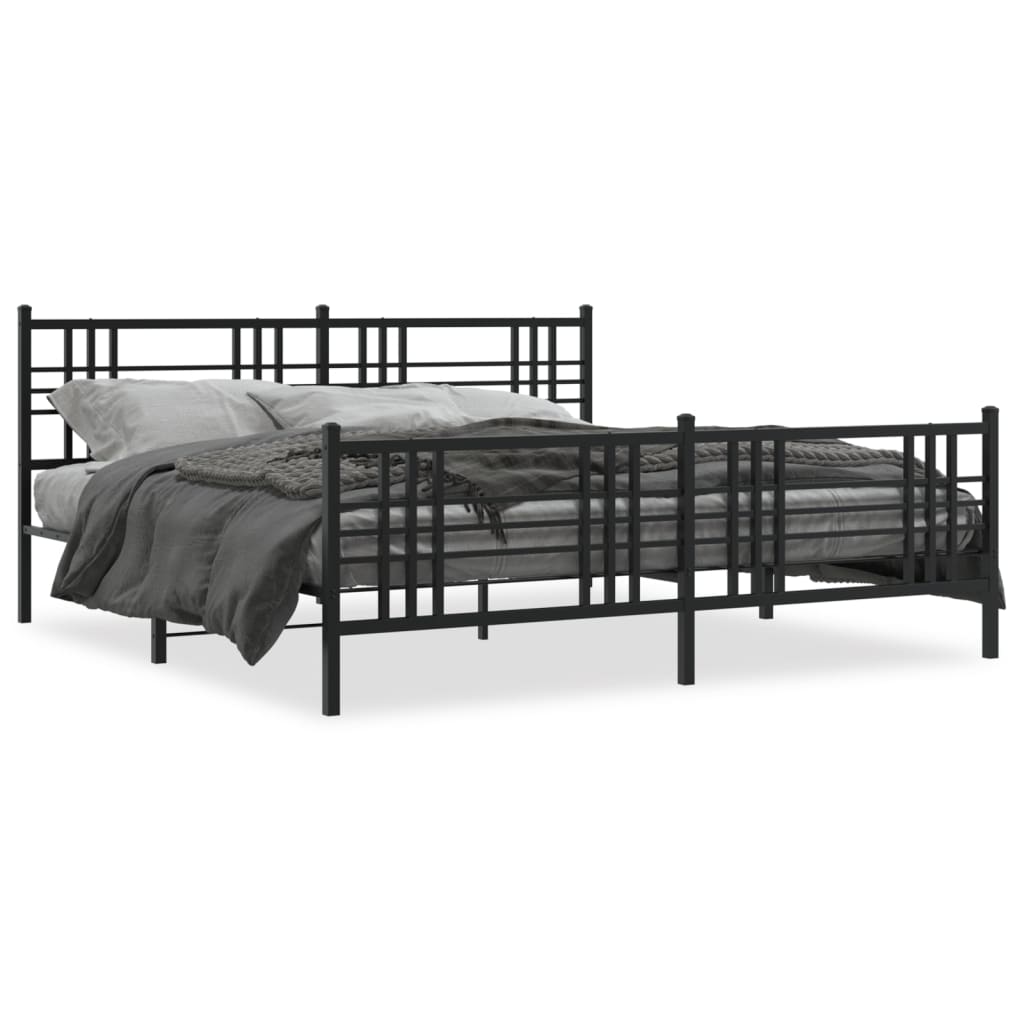 Vidaxl bedframe met hoofd- en voeteneinde metaal zwart 183x213 cm