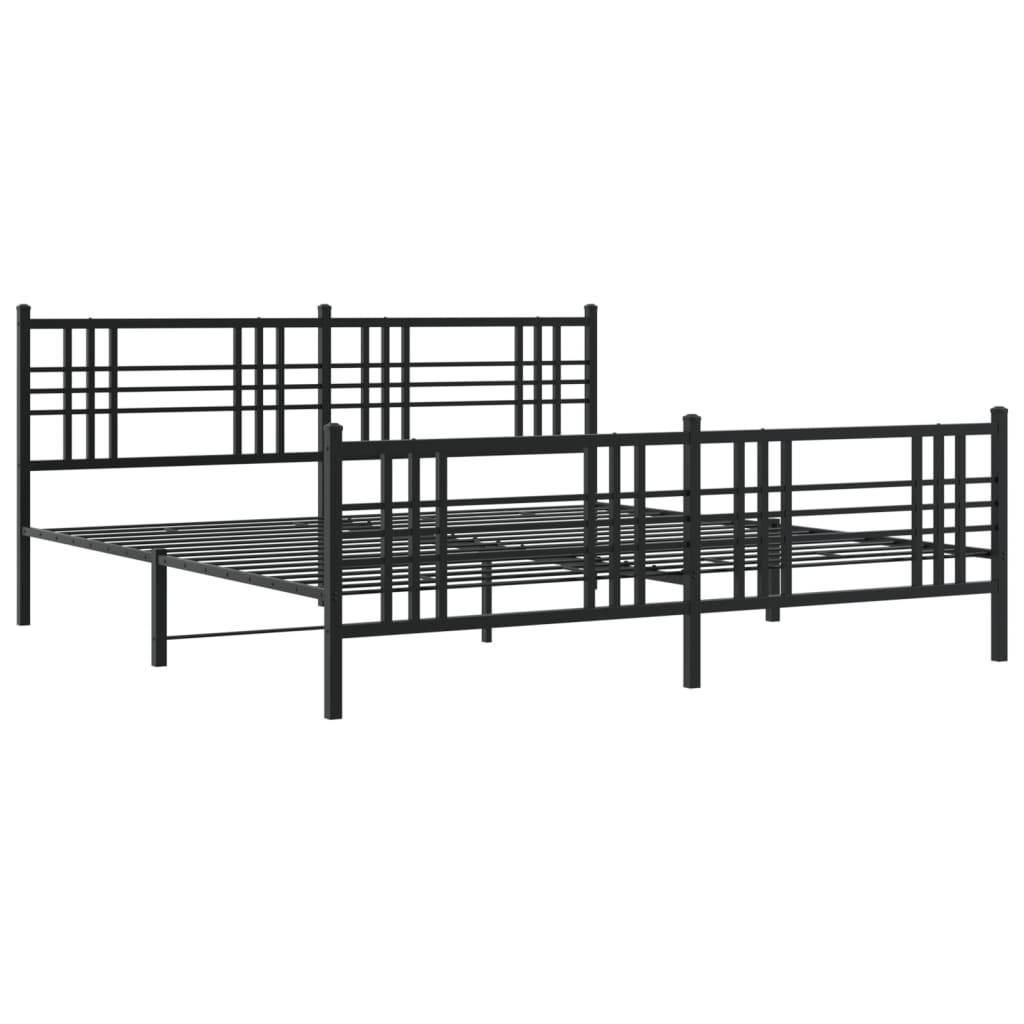 Vidaxl bedframe met hoofd- en voeteneinde metaal zwart 183x213 cm