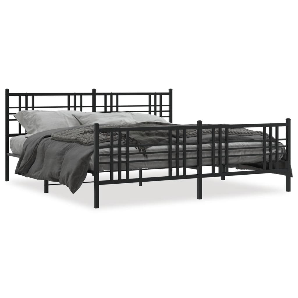 Vidaxl bedframe met hoofd- en voeteneinde metaal zwart 193x203 cm