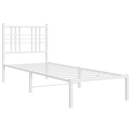 Vidaxl bedframe met hoofdbord metaal wit 80x200 cm