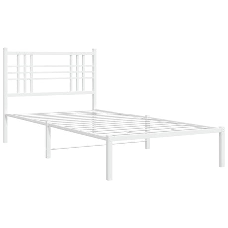Vidaxl bedframe met hoofdbord metaal wit 100x200 cm
