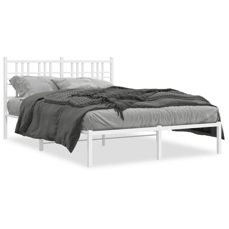 Vidaxl bedframe met hoofdbord metaal wit 120x200 cm