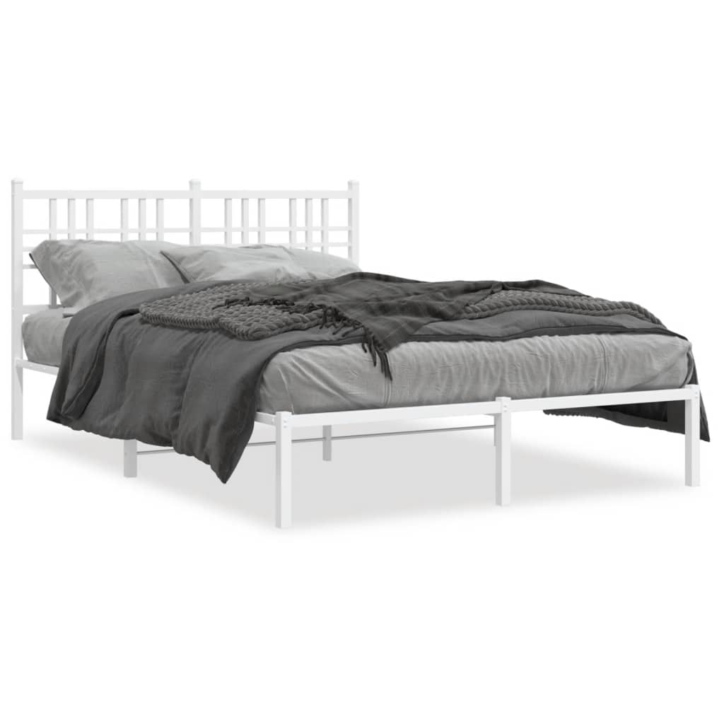 Vidaxl bedframe met hoofdbord metaal wit 140x190 cm