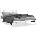Vidaxl bedframe met hoofdbord metaal wit 140x190 cm