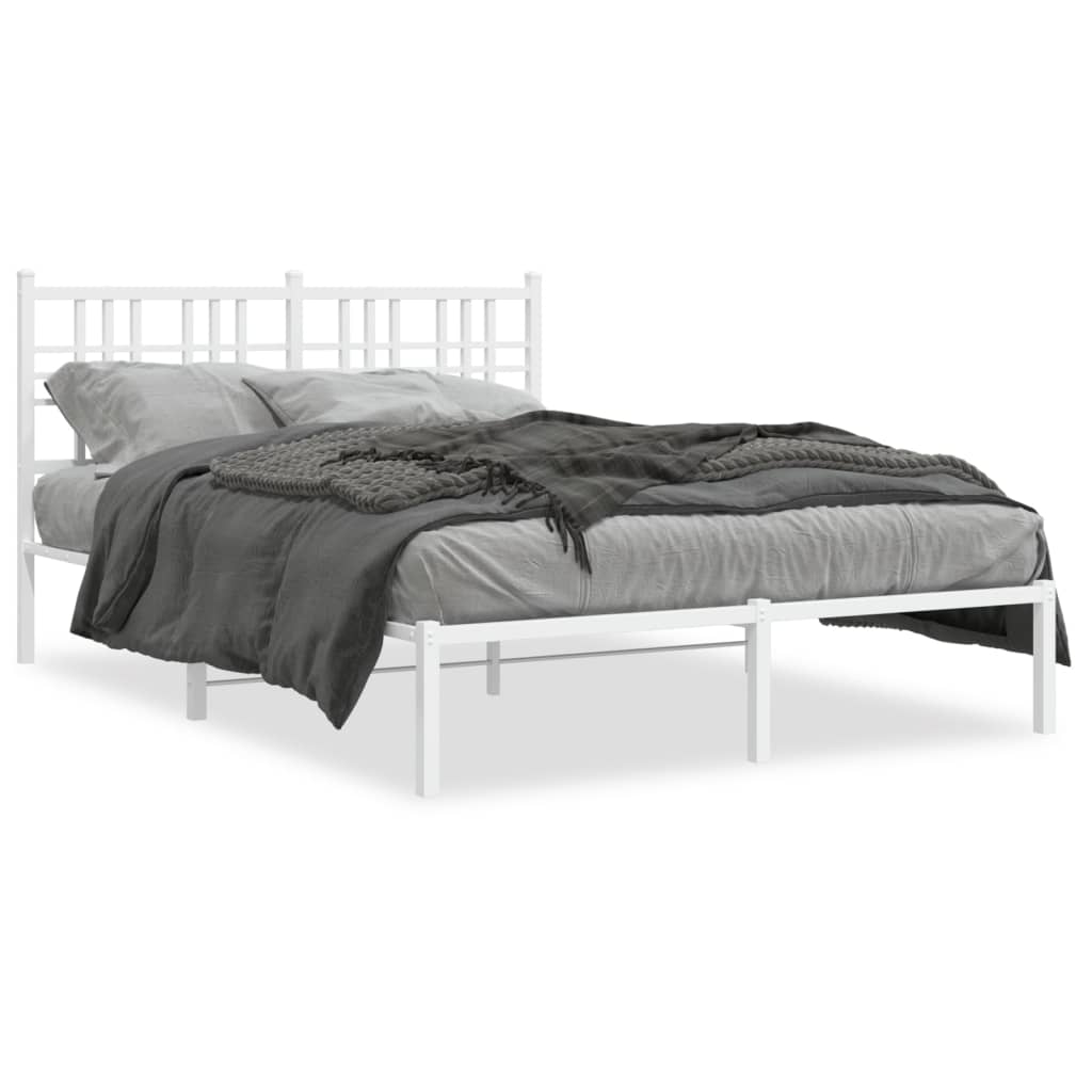 Vidaxl bedframe met hoofdbord metaal wit 140x200 cm