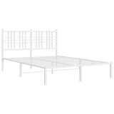 Vidaxl bedframe met hoofdbord metaal wit 140x200 cm