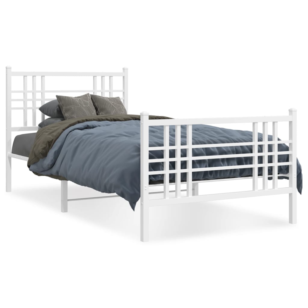 Vidaxl bedframe met hoofd- en voeteneinde metaal wit 100x200 cm