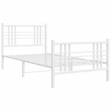 Vidaxl bedframe met hoofd- en voeteneinde metaal wit 100x200 cm