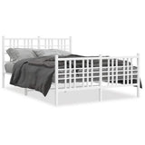 Vidaxl bedframe met hoofd- en voeteneinde metaal wit 120 x 190 cm