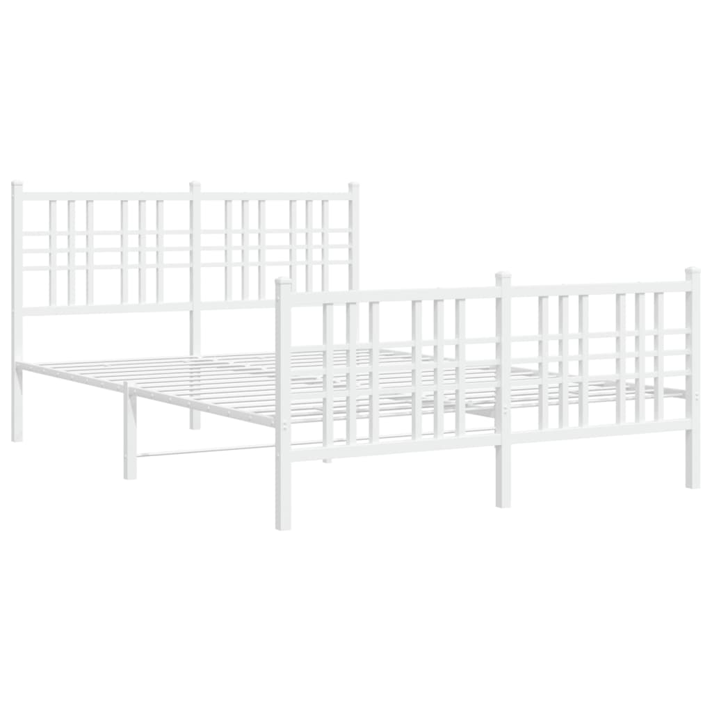 Vidaxl bedframe met hoofd- en voeteneinde metaal wit 137x190 cm
