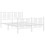Vidaxl bedframe met hoofd- en voeteneinde metaal wit 137x190 cm