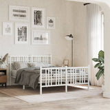 Vidaxl bedframe met hoofd- en voeteneinde metaal wit 137x190 cm