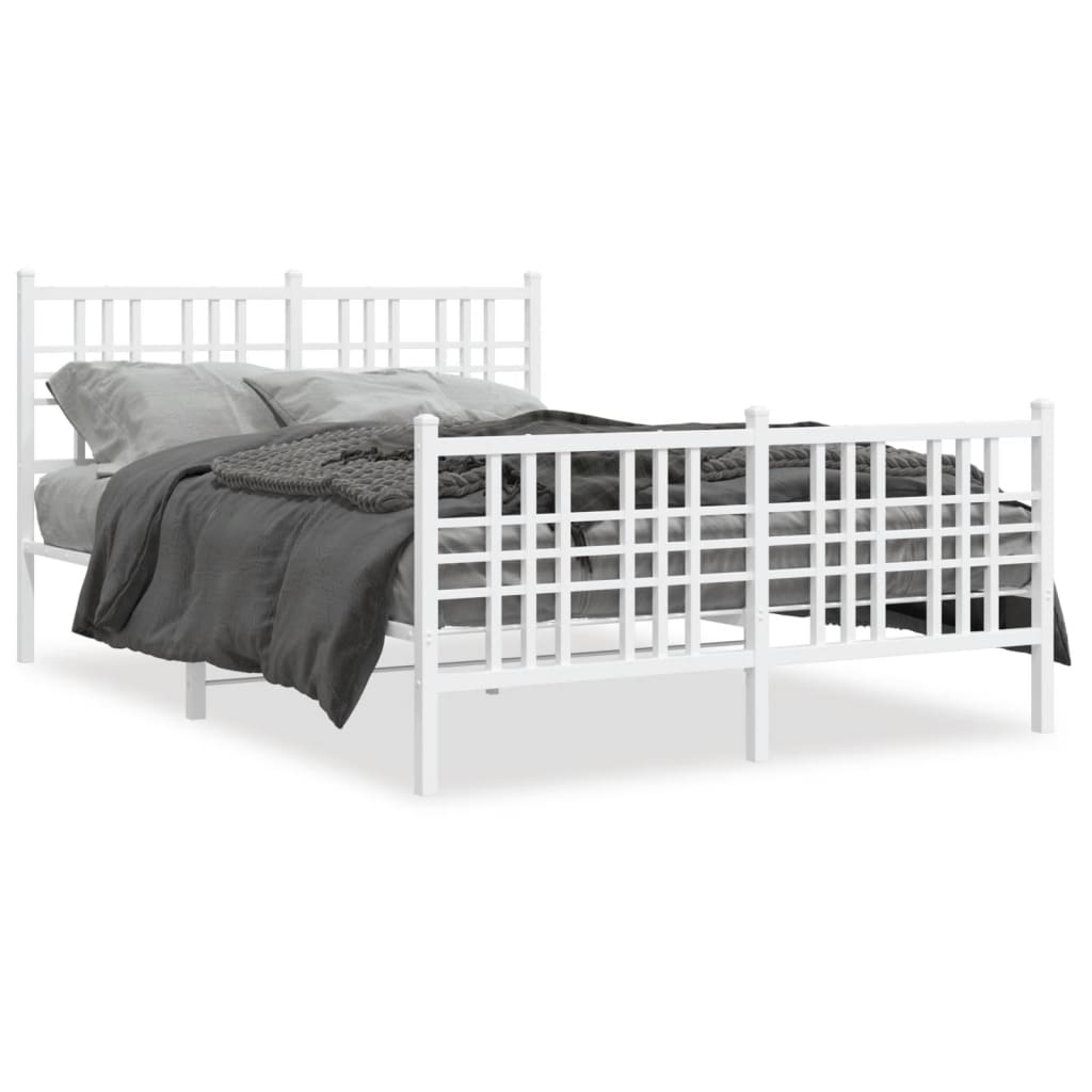 Vidaxl bedframe met hoofd- en voeteneinde metaal wit 140x190 cm