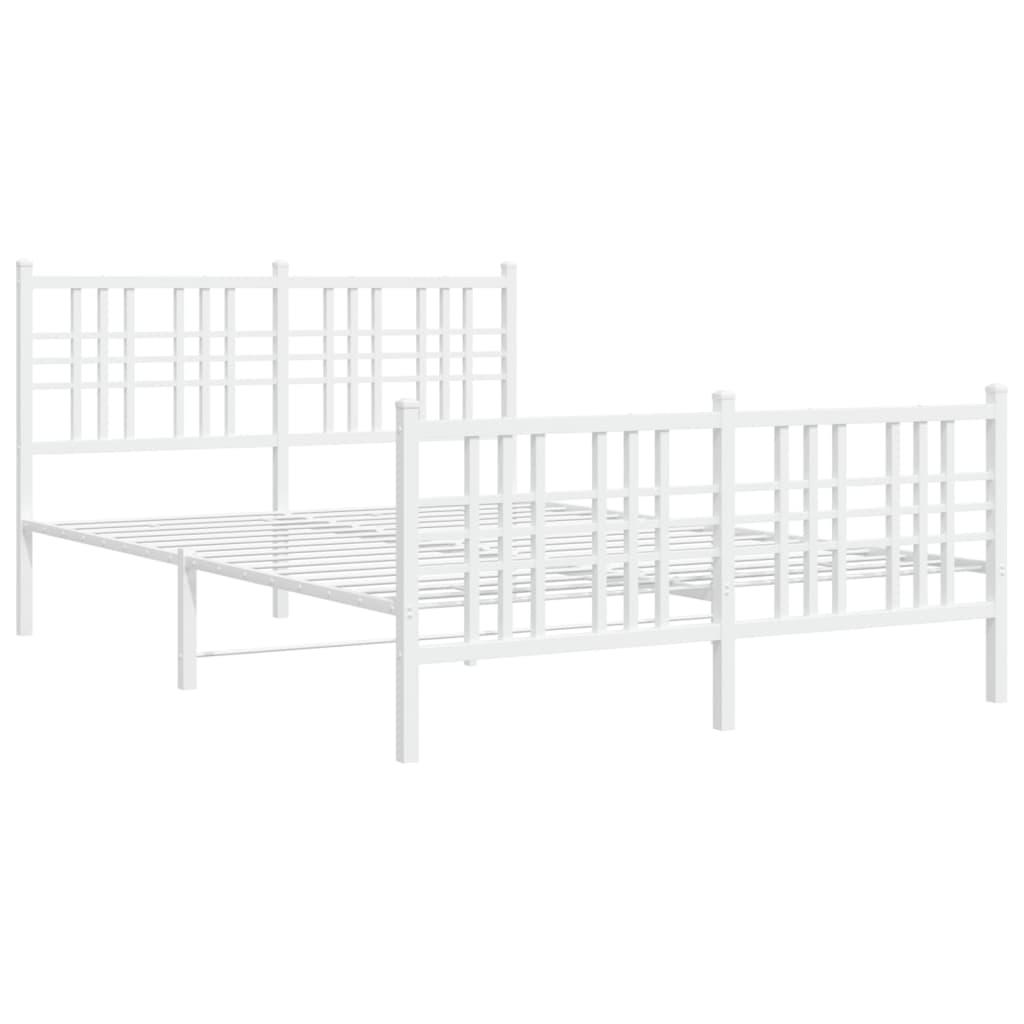 Vidaxl bedframe met hoofd- en voeteneinde metaal wit 140x190 cm
