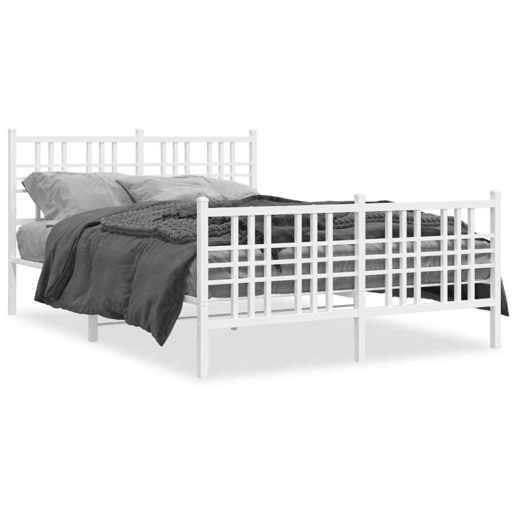 Vidaxl bedframe met hoofd- en voeteneinde metaal wit 140x200 cm