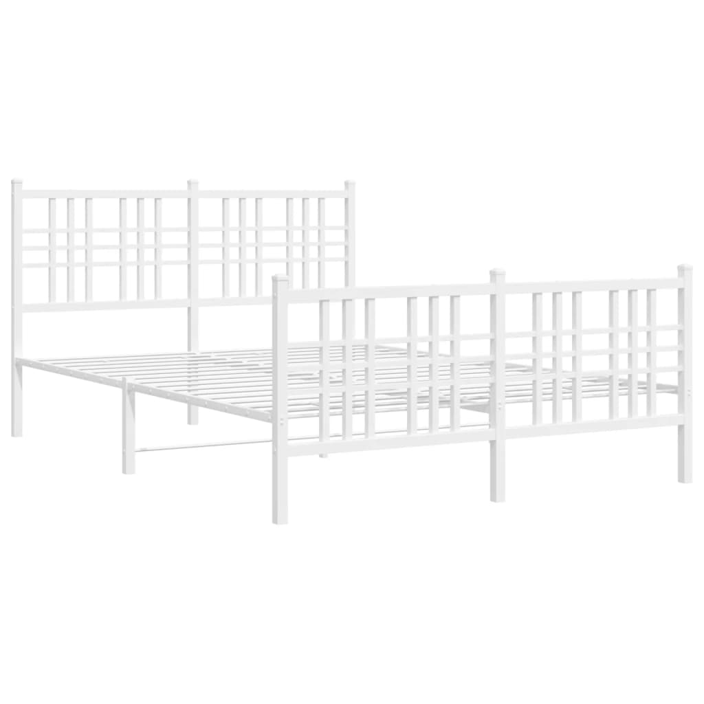 Vidaxl bedframe met hoofd- en voeteneinde metaal wit 140x200 cm