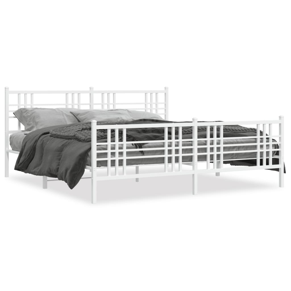 Vidaxl bedframe met hoofd- en voeteneinde metaal wit 183x213 cm