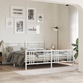 Vidaxl bedframe met hoofd- en voeteneinde metaal wit 193x203 cm