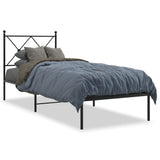 Vidaxl bedframe met hoofdbord metaal zwart 75x190 cm