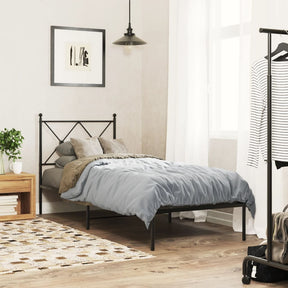 Vidaxl bedframe met hoofdbord metaal zwart 75x190 cm