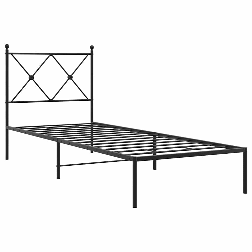 Vidaxl bedframe met hoofdbord metaal zwart 80x200 cm