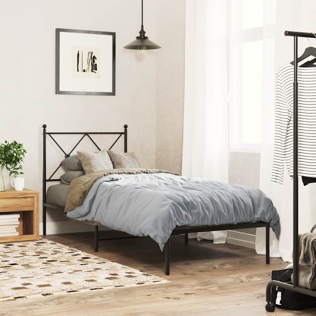Vidaxl bedframe met hoofdbord metaal zwart 80x200 cm