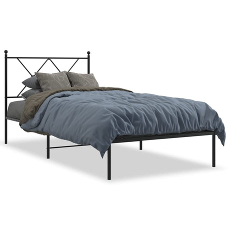 Vidaxl bedframe met hoofdbord metaal zwart 90x190 cm