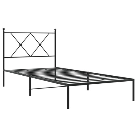 Vidaxl bedframe met hoofdbord metaal zwart 90x190 cm