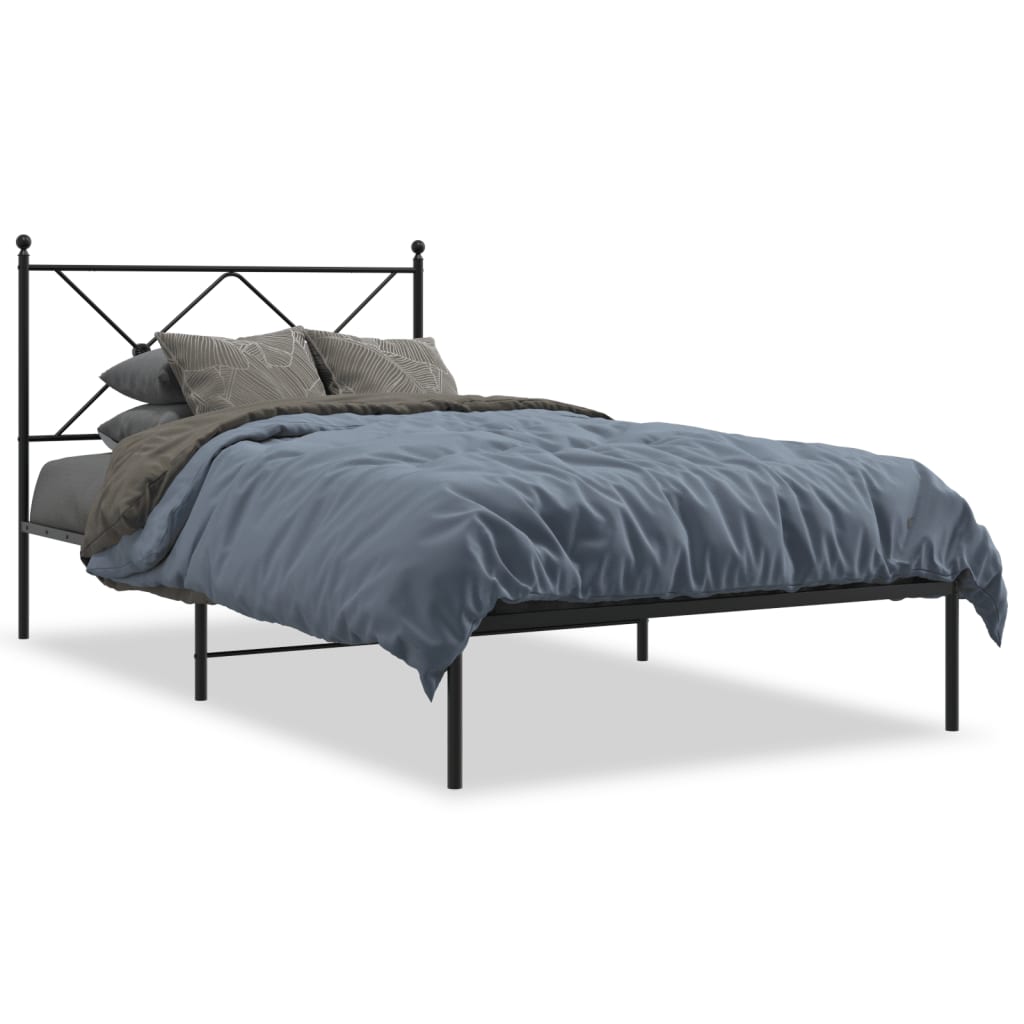 Vidaxl bedframe met hoofdbord metaal zwart 100x200 cm