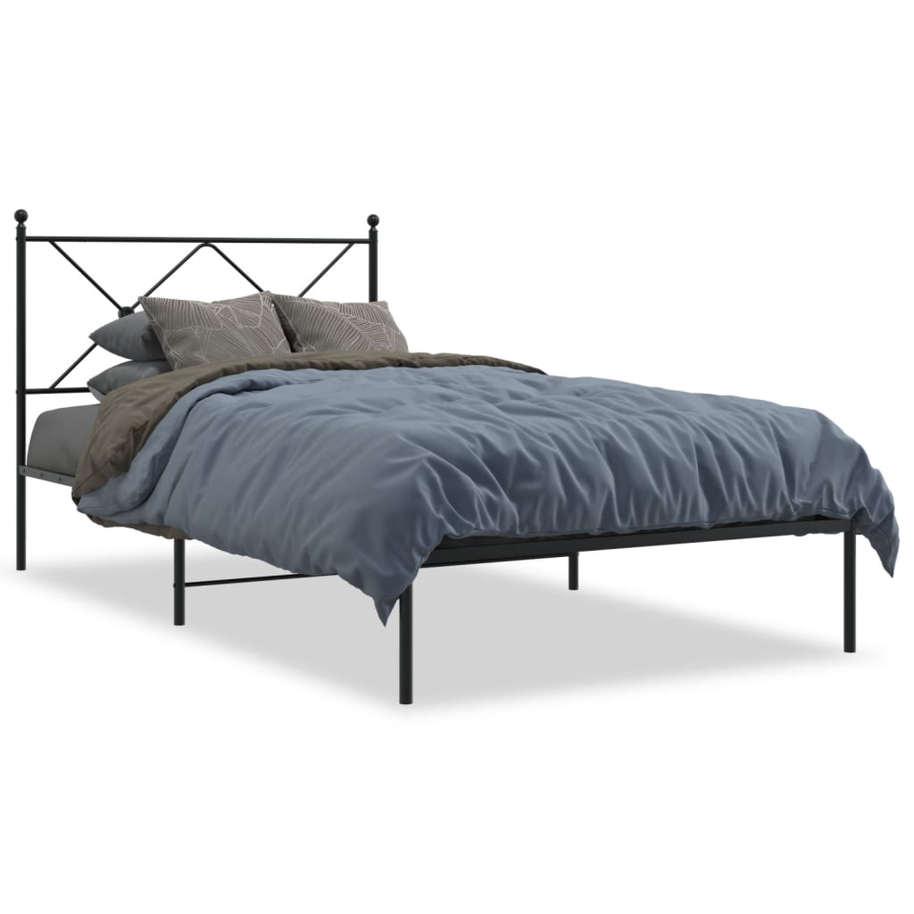 Vidaxl bedframe met hoofdbord metaal zwart 107x203 cm