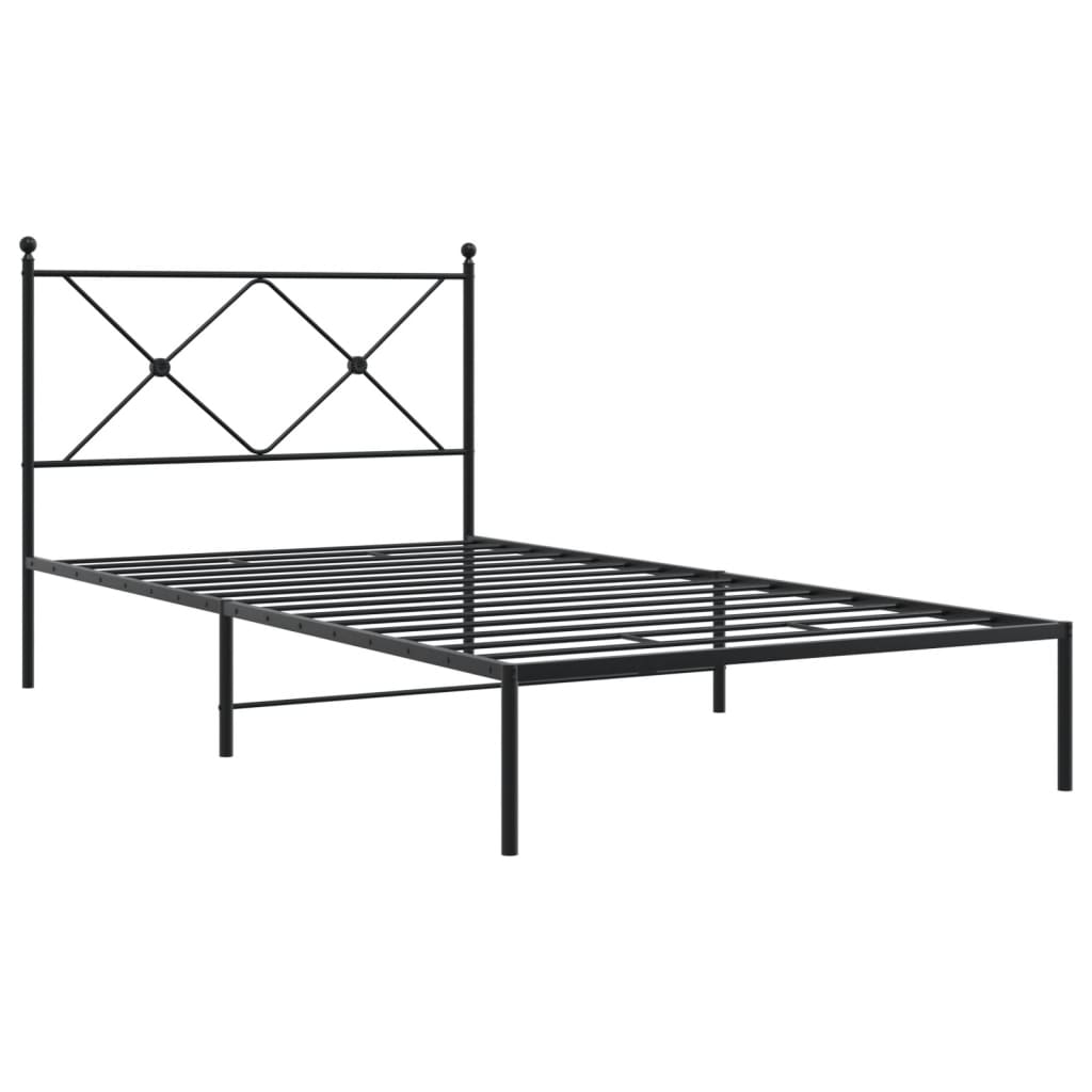 Vidaxl bedframe met hoofdbord metaal zwart 107x203 cm
