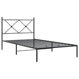 Vidaxl bedframe met hoofdbord metaal zwart 107x203 cm