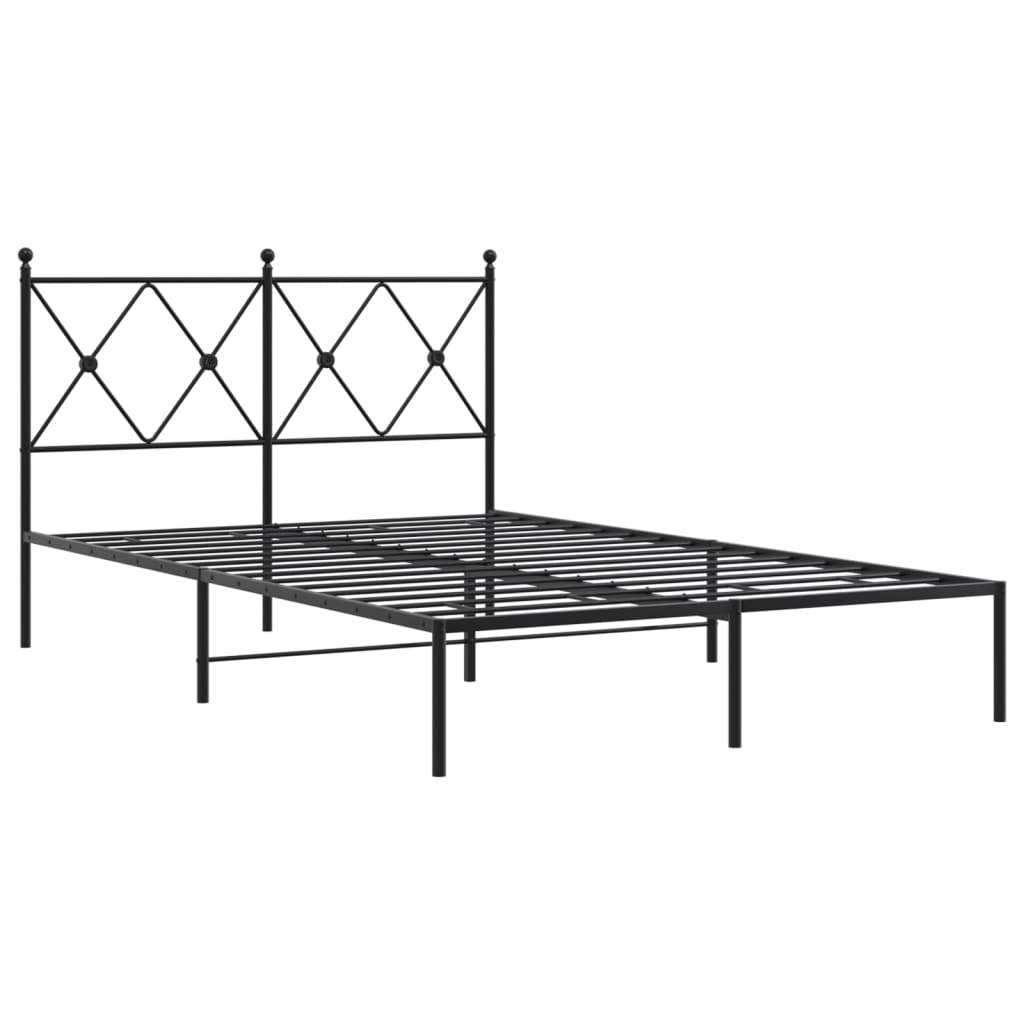 Vidaxl bedframe met hoofdbord metaal zwart 120x190 cm